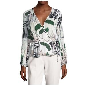 Milly Womens Kia Tropical Print Silk Wrap Top Size 6